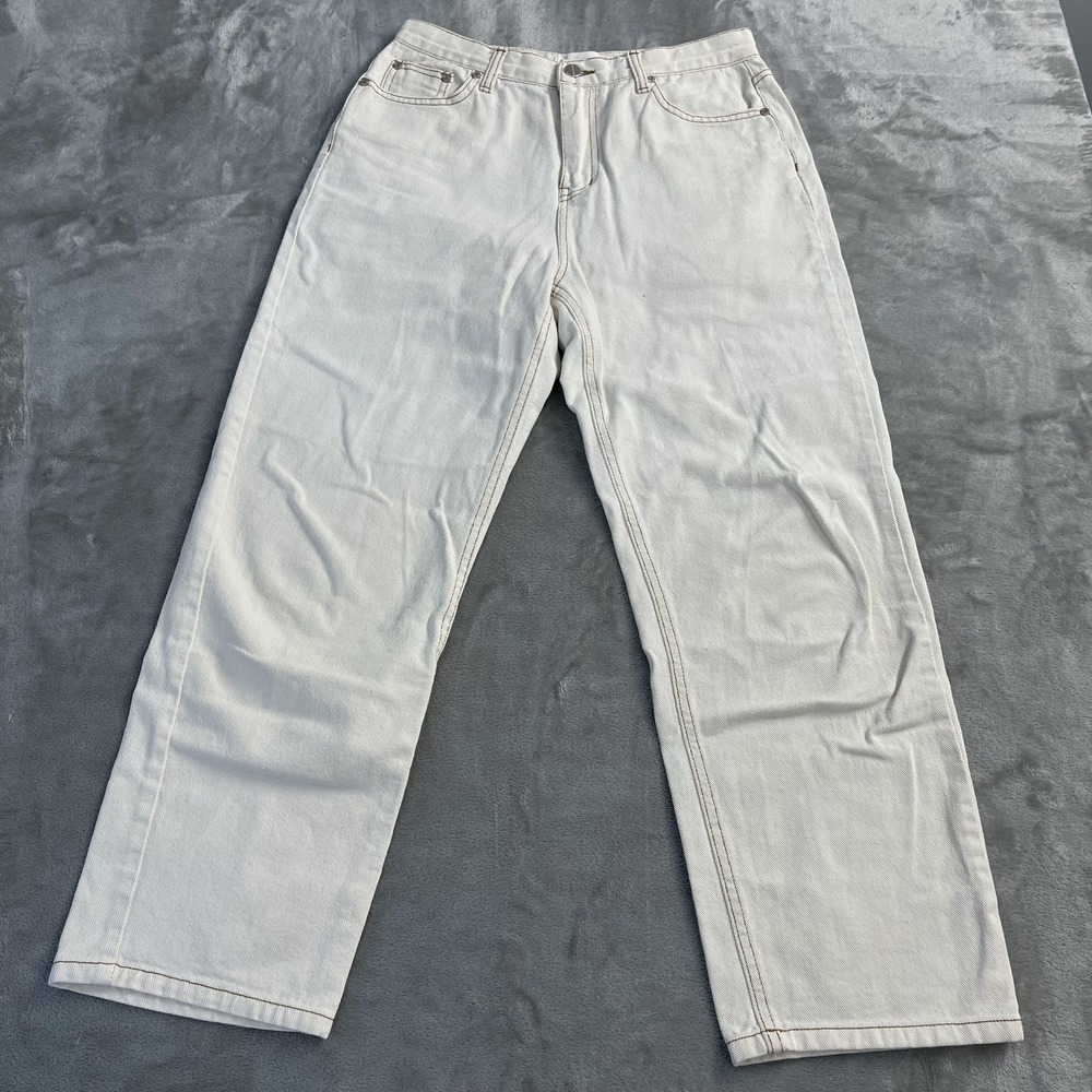 Kindersalmon Jeans Womens 2 White High Rise Straight Leg 100% Cotton Denim Pants